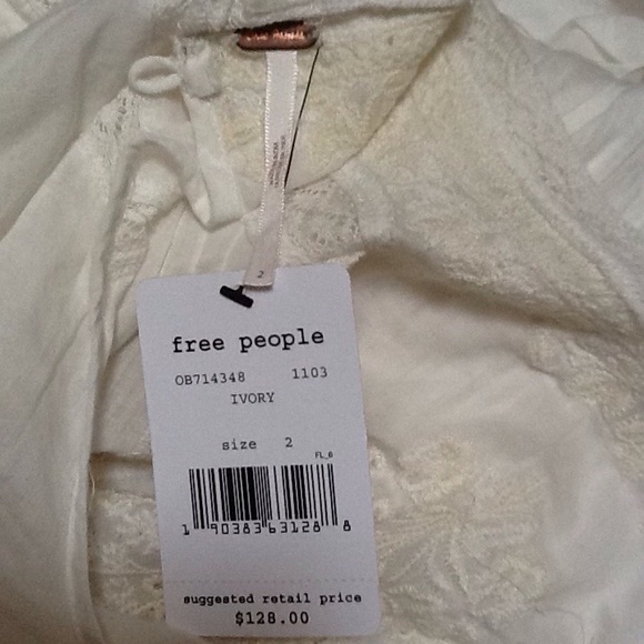 Free People Lace Tunic Top 100% Cotton Sz 2 NWT - Picture 6 of 9